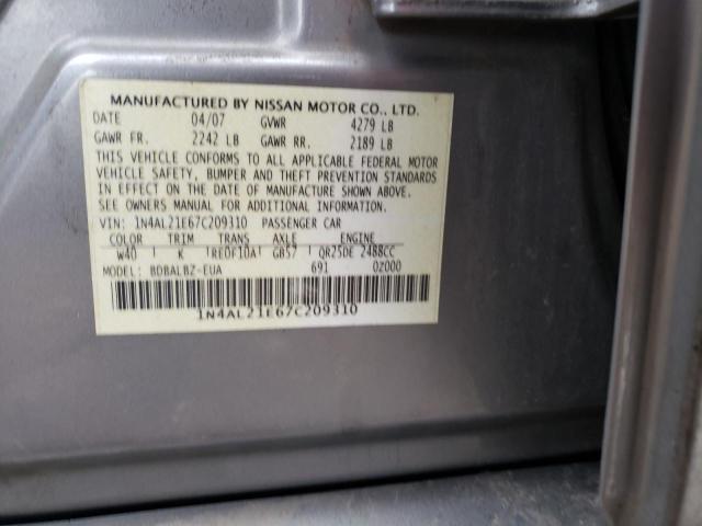 1N4AL21E67C209310 - 2007 NISSAN ALTIMA 2.5 SILVER photo 12