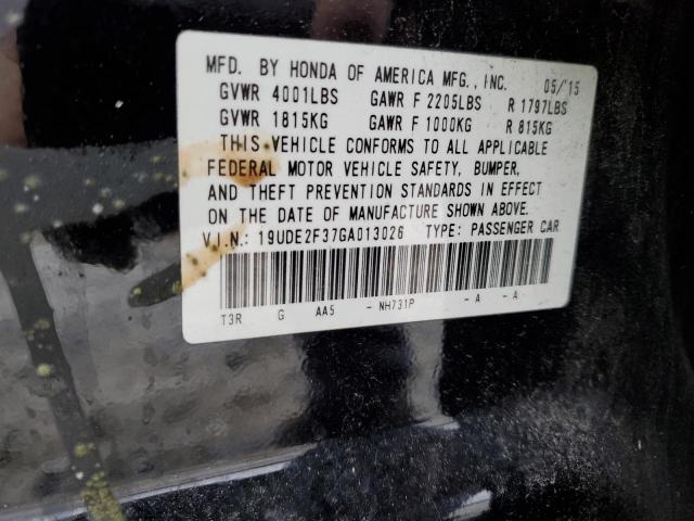 19UDE2F37GA013026 - 2016 ACURA ILX BASE WATCH PLUS BLACK photo 12