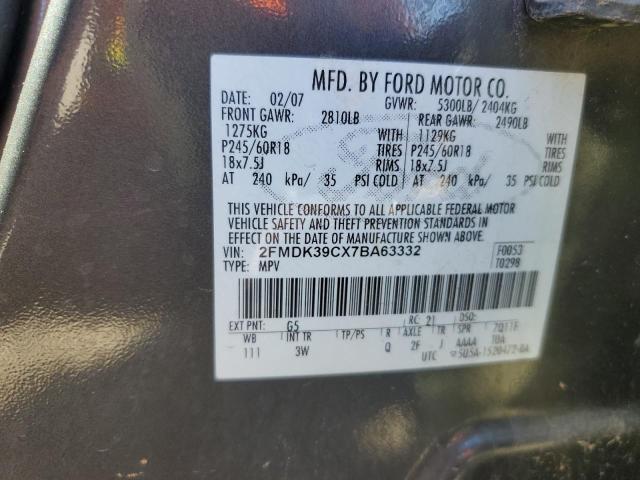 2FMDK39CX7BA63332 - 2007 FORD EDGE SEL PLUS GRAY photo 13