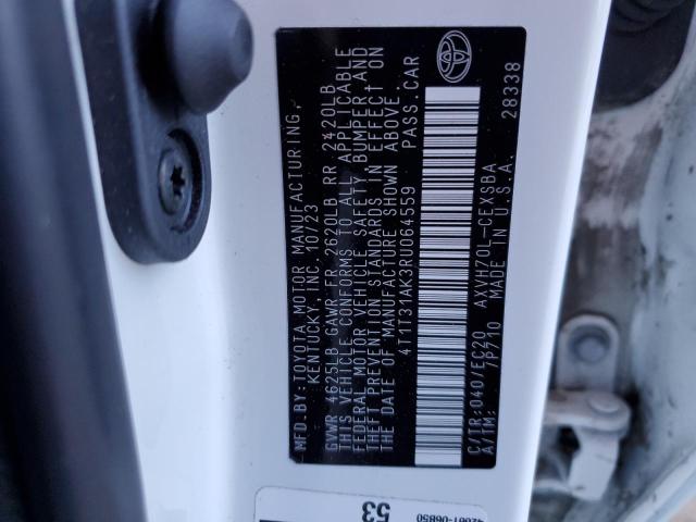 4T1T31AK3RU064559 - 2024 TOYOTA CAMRY SE NIGHT SHADE WHITE photo 12