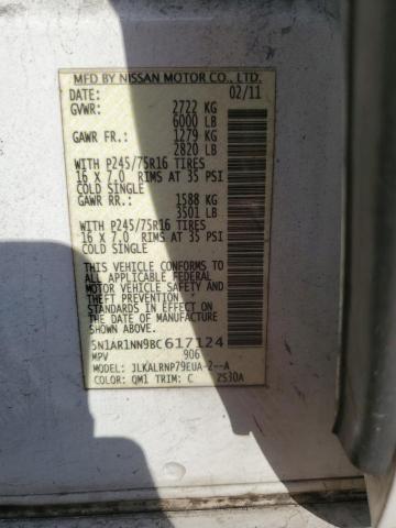 5N1AR1NN9BC617124 - 2011 NISSAN PATHFINDER S WHITE photo 13