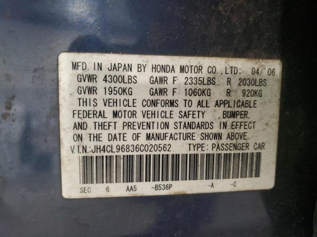 JH4CL96836C020562 - 2006 ACURA TSX BLUE photo 12