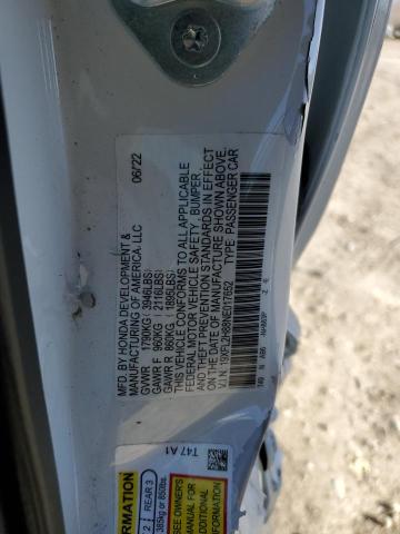 19XFL2H88NE017652 - 2022 HONDA CIVIC SPORT WHITE photo 12