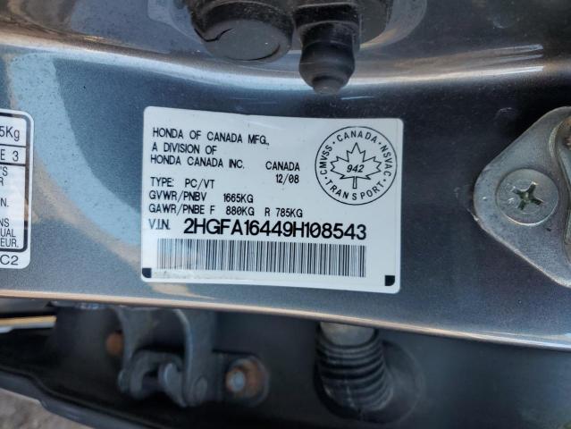 2HGFA16449H108543 - 2009 HONDA CIVIC DX-G GRAY photo 13