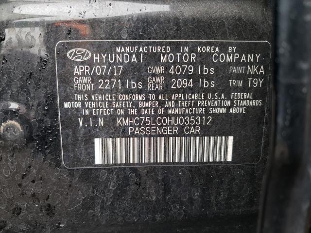 KMHC75LC0HU035312 - 2017 HYUNDAI IONIQ SEL BLACK photo 12