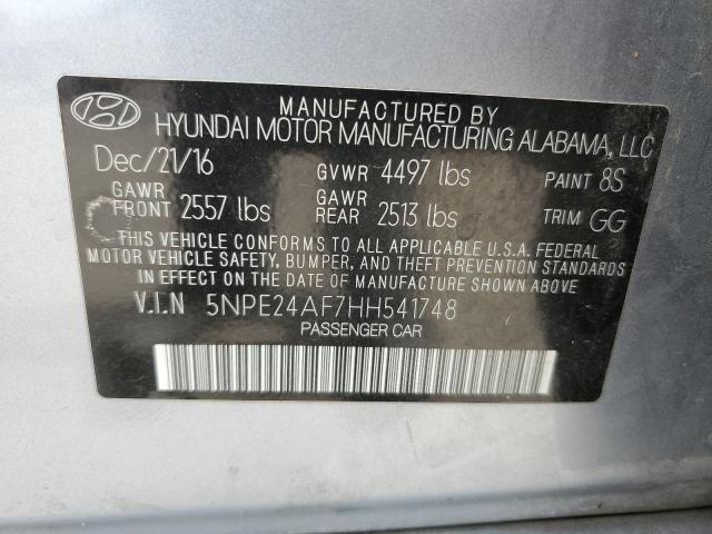 5NPE24AF7HH541748 - 2017 HYUNDAI SONATA SE SILVER photo 12