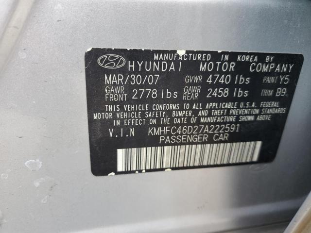 KMHFC46D27A222591 - 2007 HYUNDAI AZERA GLS SILVER photo 13