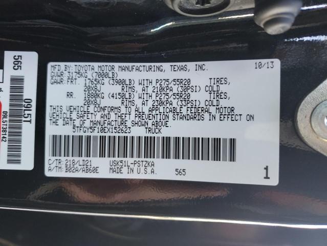 5TFGY5F10EX152623 - 2014 TOYOTA TUNDRA CREWMAX PLATINUM 黑色 照片 12