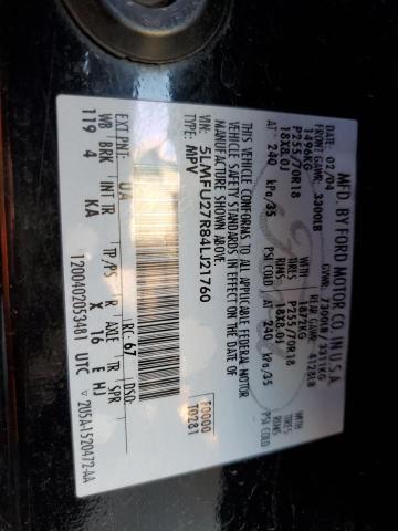 5LMFU27R84LJ21760 - 2004 LINCOLN NAVIGATOR შავი ფოტო 12