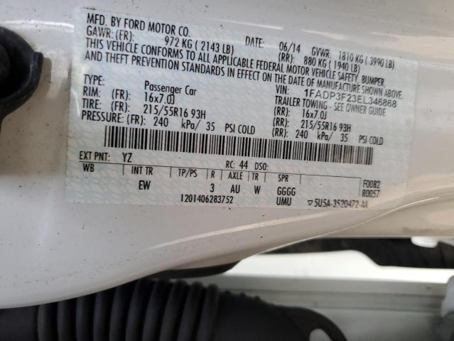 1FADP3F23EL346868 - 2014 FORD FOCUS SE WHITE photo 13