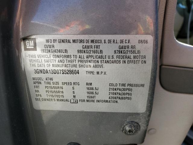 3GNDA13D07S528604 - 2007 CHEVROLET HHR LS GRAY photo 12