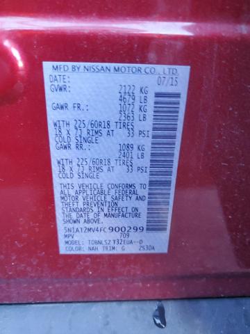 5N1AT2MV4FC900299 - 2015 NISSAN ROGUE S RED photo 13