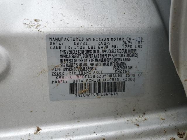 3N1CN8EV9ML869614 - 2021 NISSAN VERSA SV SILVER photo 12