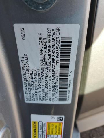 1HGCV3F28NA022517 - 2022 HONDA ACCORD HYBRID SPORT SILVER photo 12