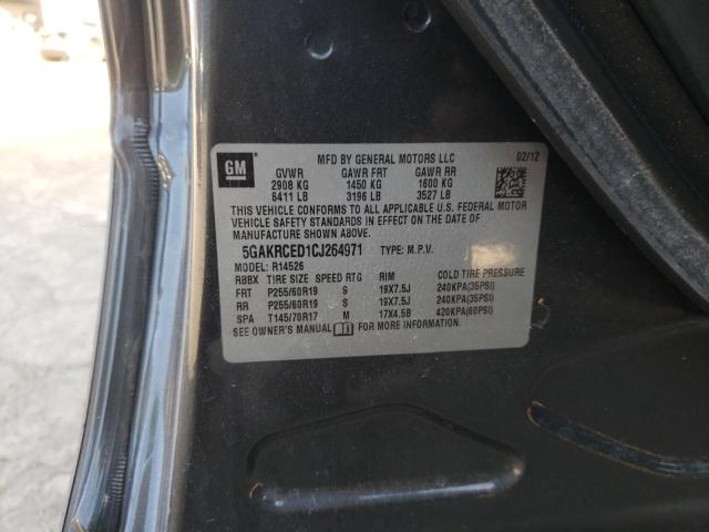 5GAKRCED1CJ264971 - 2012 BUICK ENCLAVE CHARCOAL photo 12