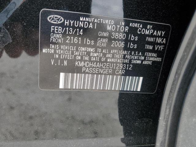 KMHDH4AH2EU129312 - 2014 HYUNDAI ELANTRA SE BLACK photo 12