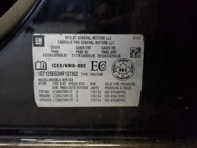 1GT12SEG3HF137362 - 2017 GMC SIERRA K2500 SLE BLACK photo 12