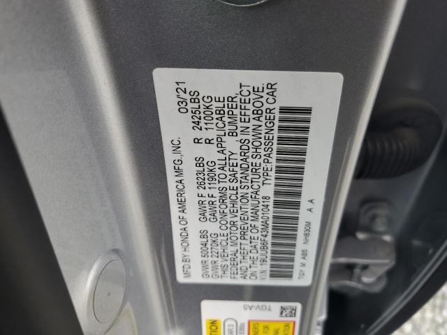 19UUB6F43MA010418 - 2021 ACURA TLX TECHNOLOGY SILVER photo 12