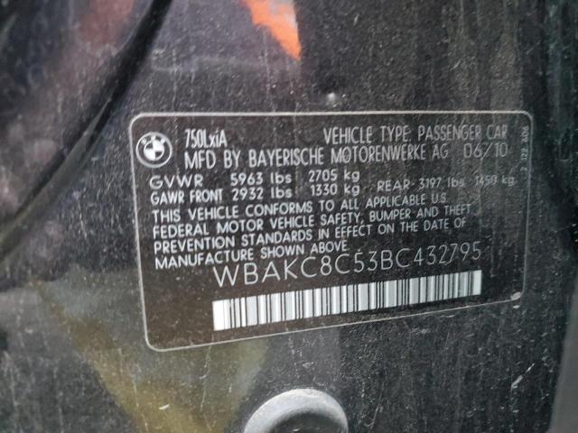 WBAKC8C53BC432795 - 2011 BMW 750 LXI GRAY photo 12