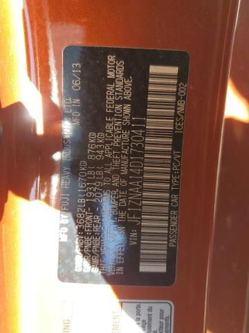 JF1ZNAA14D1730411 - 2013 TOYOTA SCION FR-S ORANGE photo 12