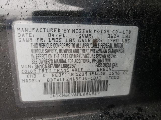 3N1CN8EV8ML886257 - 2021 NISSAN VERSA SV BLACK photo 12