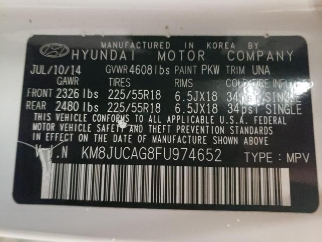 KM8JUCAG8FU974652 - 2015 HYUNDAI TUCSON LIM WHITE photo 13