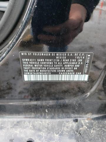 3VW2K7AJ9FM248379 - 2015 VOLKSWAGEN JETTA BASE BLACK photo 12