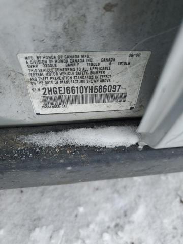 2HGEJ6610YH586097 - 2000 HONDA CIVIC BASE 银色 照片 12