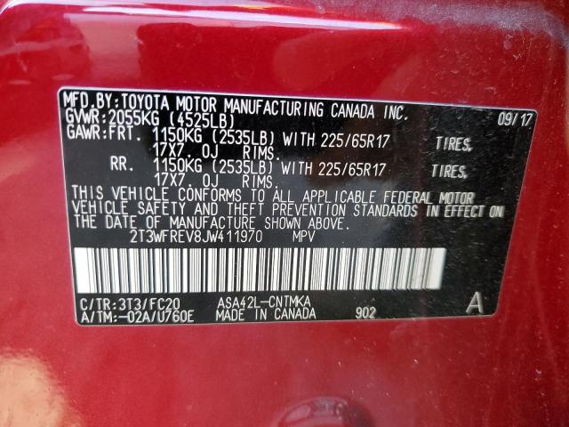 2T3WFREV8JW411970 - 2018 TOYOTA RAV4 ADVENTURE RED photo 13