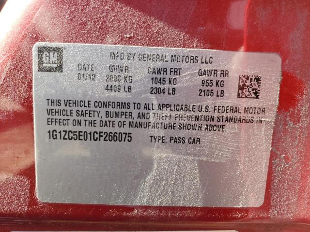 1G1ZC5E01CF266075 - 2012 CHEVROLET MALIBU 1LT 栗色 照片 12