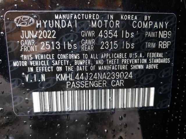 KMHL44J24NA239024 - 2022 HYUNDAI SONATA SEL PLUS BLACK photo 13