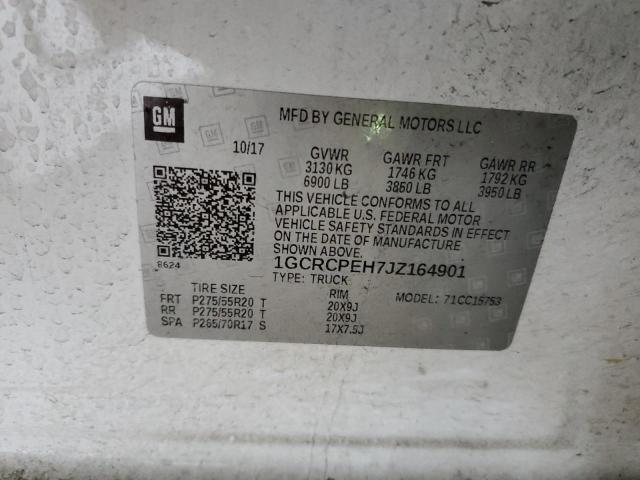1GCRCPEH7JZ164901 - 2018 CHEVROLET SILVERADO C1500 CUSTOM WHITE photo 13