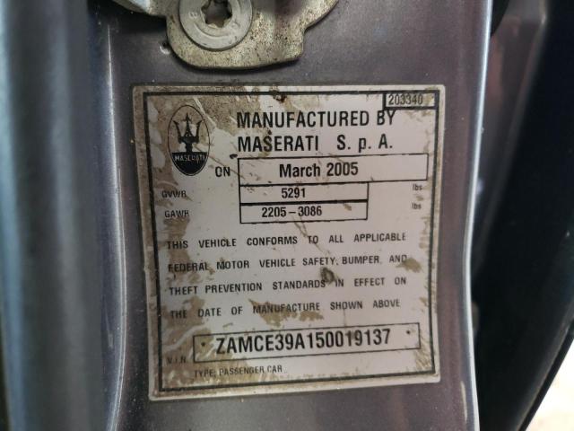 ZAMCE39A150019137 - 2005 MASERATI QUATTROPOR M139 GRAY photo 12