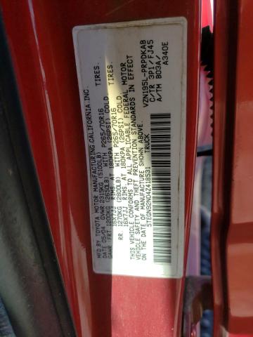 5TEGN92N04Z418531 - 2004 TOYOTA TACOMA DOUBLE CAB PRERUNNER BURGUNDY photo 12