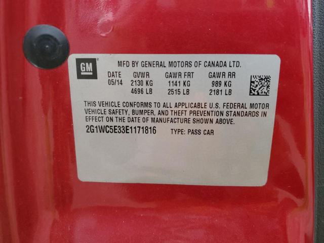 2G1WC5E33E1171816 - 2014 CHEVROLET IMPALA LIM LTZ RED photo 12