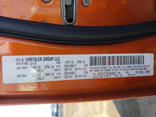 3D4PG1FG2BT500805 - 2011 DODGE JOURNEY MAINSTREET ORANGE photo 13