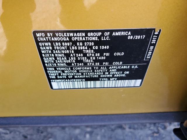 1V2MR2CA3JC525916 - 2018 VOLKSWAGEN ATLAS SEL GOLD photo 13