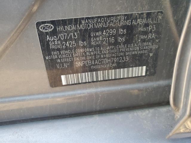 5NPEB4AC7DH791233 - 2013 HYUNDAI SONATA GLS GRAY photo 12