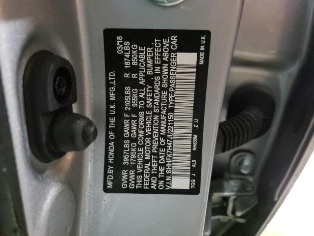 SHHFK7H47JU221150 - 2018 HONDA CIVIC SPORT 银色 照片 12