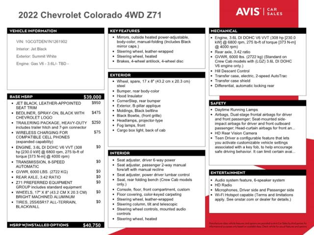 1GCGTDEN1N1261902 - 2022 CHEVROLET COLORADO Z71 WHITE photo 12