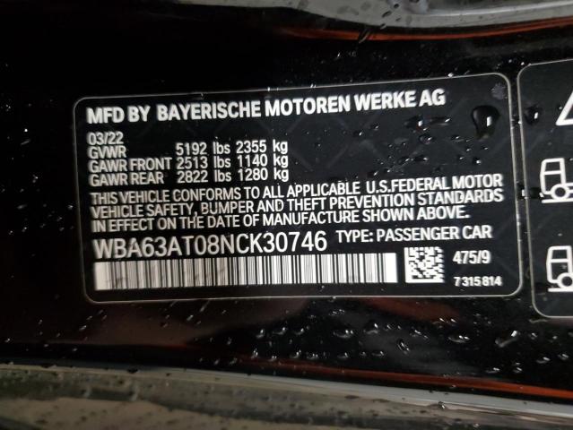 WBA63AT08NCK30746 - 2022 BMW M440XI BLACK photo 12