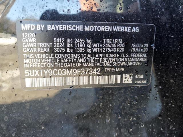 5UXTY9C03M9F37342 - 2021 BMW X3 XDRIVEM40I შავი ფოტო 14