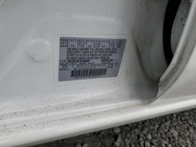 3N1CN7AP7KL852597 - 2019 NISSAN VERSA S WHITE photo 12