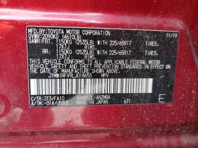 JTMW1RFV9LJ018655 - 2020 TOYOTA RAV4 XLE RED photo 13