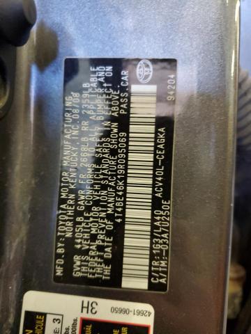 4T4BE46K19R095069 - 2009 TOYOTA CAMRY BASE GRAY photo 12