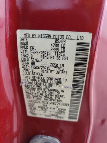 1N6DD26T63C467880 - 2003 NISSAN FRONTIER KING CAB XE RED photo 12