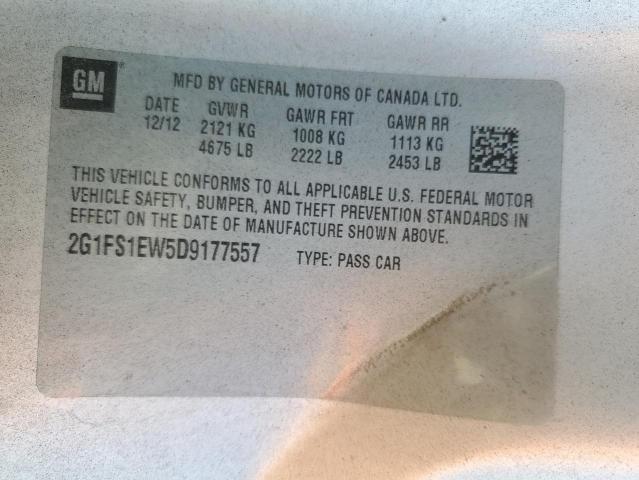 2G1FS1EW5D9177557 - 2013 CHEVROLET CAMARO SS SILVER photo 12