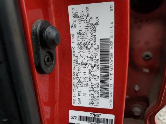 5TFJU4GN5DX041674 - 2013 TOYOTA TACOMA DOUBLE CAB PRERUNNER RED photo 12