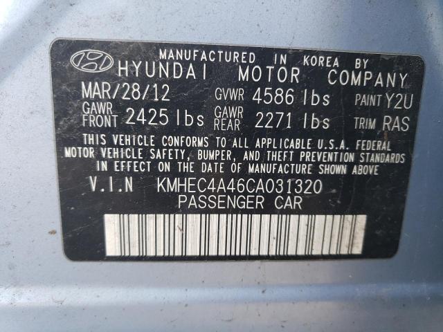 KMHEC4A46CA031320 - 2012 HYUNDAI SONATA HYBRID BLUE photo 12