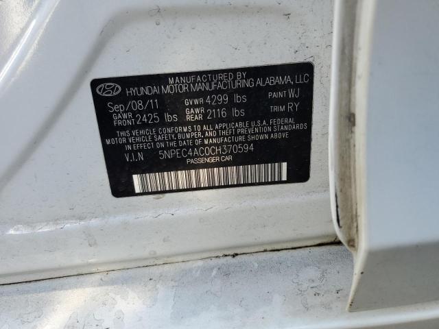 5NPEC4AC0CH370594 - 2012 HYUNDAI SONATA SE WHITE photo 13